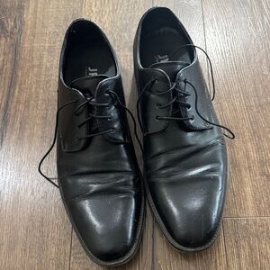 jf j.ferrar Men's Black Leather Derby Dress Shoes